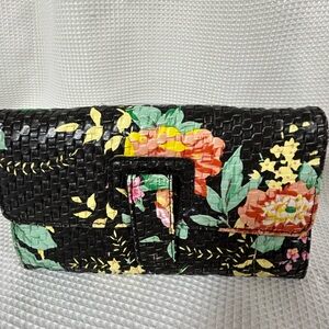 Mirror, mirror, black and flowers print wallet